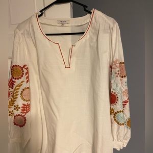 Madewell embroidered sleeve top